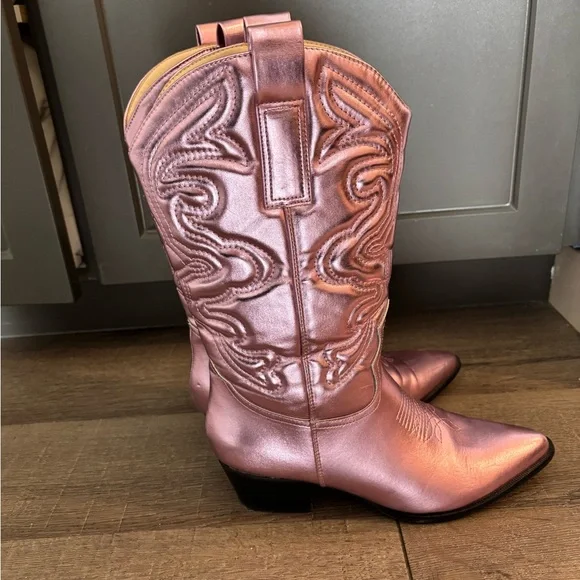 Glamorous pink metallic cowboy boots - Picture 2 of 6